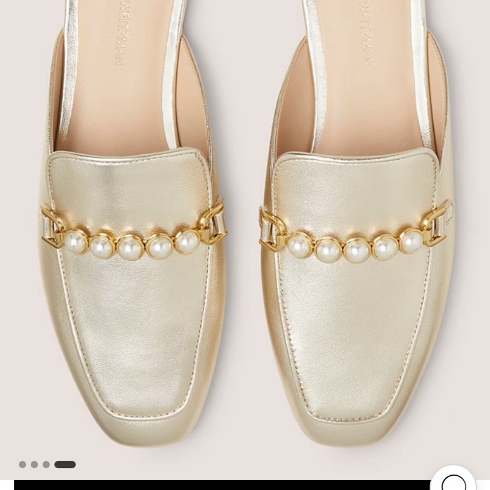 Stuart Weitzman Gold Flats with Pearl Accents